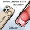 For iPhone 16 Pro Max Leather Back Cover Zipper Wallet Kickstand Phone Case with Shoulder Strap