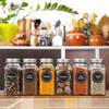 24 Pcs Glass Spice Jars with Labels 4oz Empty Square Spice Bottles Containers Condiment Pot Shaker Lids and Airtight Metal Caps