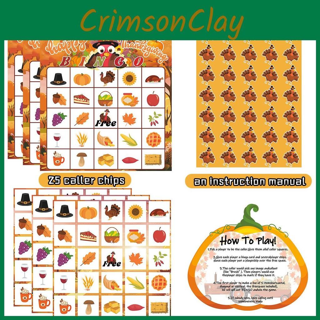 Party Themed Thanksgiving Fun Bingo Game Set With Paper Cards And Sheets Call