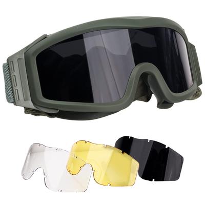 FOCUHUNTER Taktische Sportlinse Einfache Linse Verstellbar Stoßfest Airsoft Sonnenbrille Brille, Brille, 3-Farben-Set, Austauschbarkeit, Länge, Widerstandsfähig,