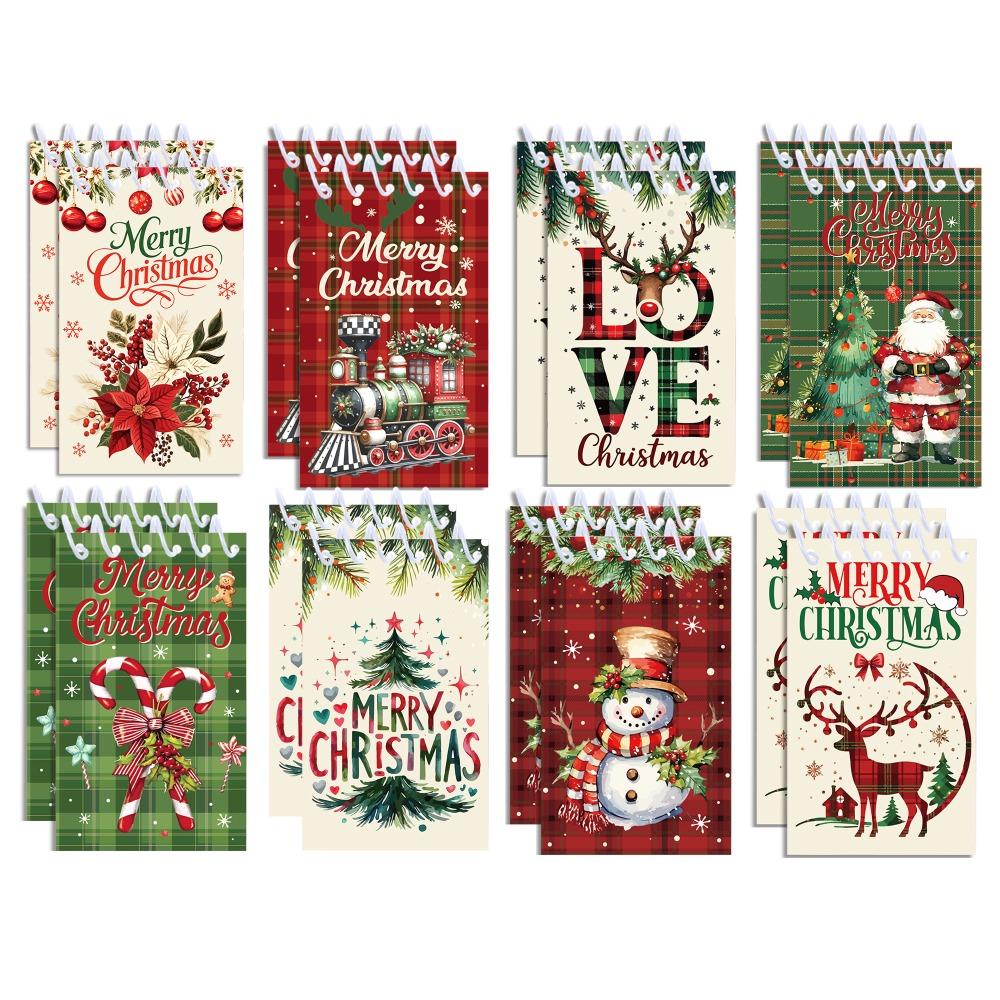 8PCS Coil Binding Santa Claus Notebook Mini Size Spiral Notebook Mini Notepads  Home Decorations