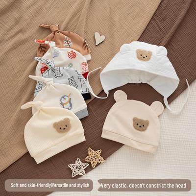 Unisex Newborn Baby Cap, 0-3 Months, Pure Cotton, Soft, Double-Layer, Ideal for Autumn/Winter