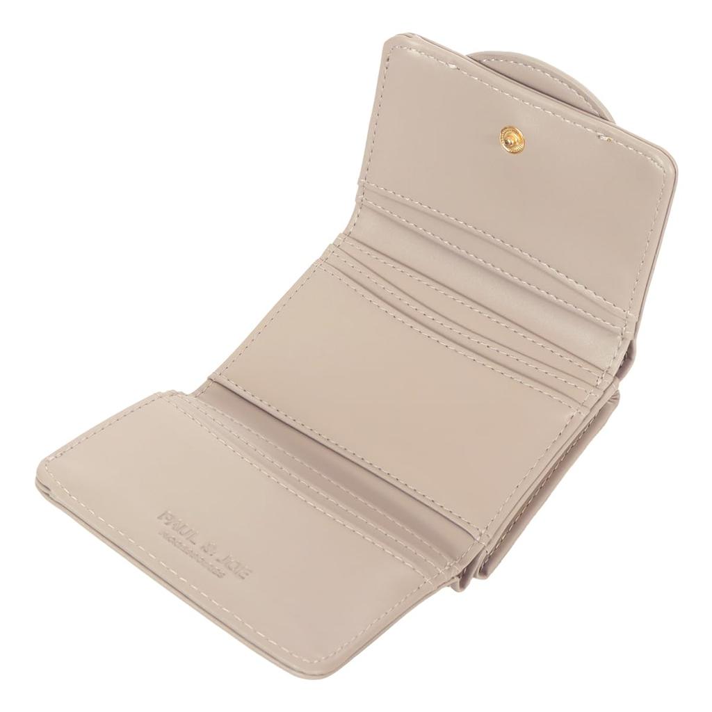 Paul & Joe Accessories Mini Wallet, Cat Face, Sax Bar Web Exclusive, Clasp Closure, Tri-Fold Mini Wallet, PJA-W1361, Greige