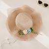 Wave Edge Flower Woven Straw Hat Women's Summer French Seaside Vacation Sun Hat Large Brim Shading Sun Protection Hat