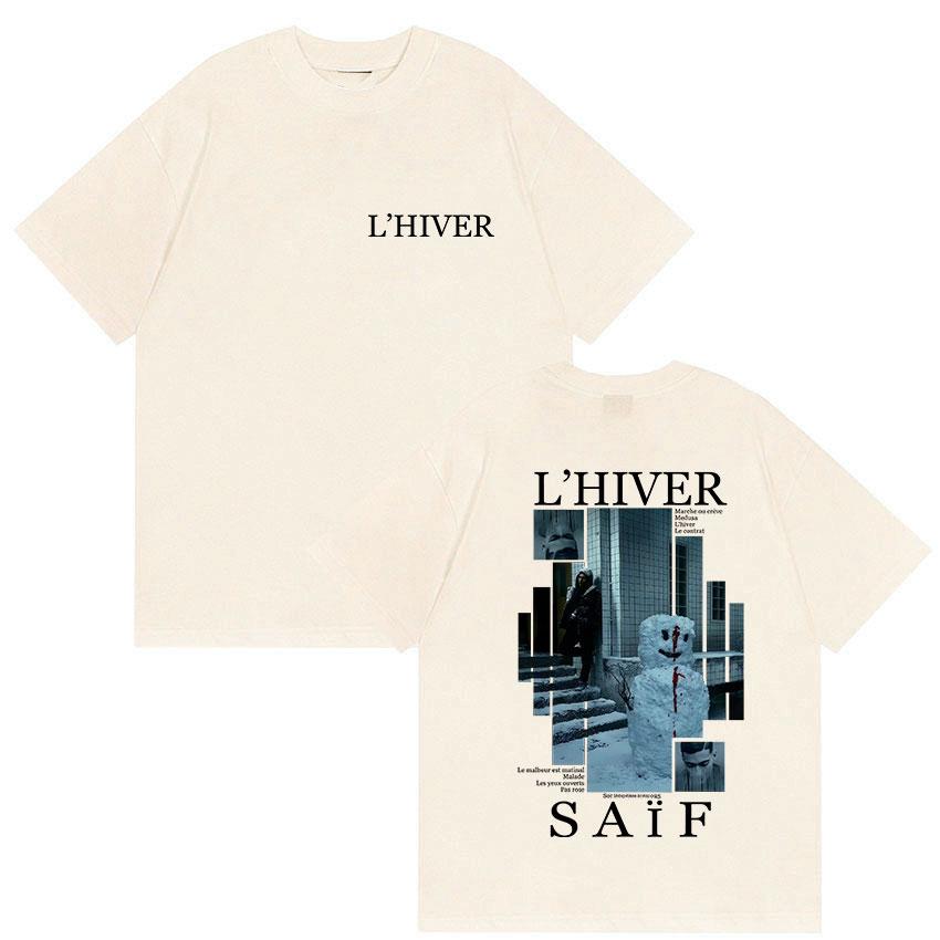 2025 Summer Rapper LHIVER Saif Album Graphic Mens Gothic Hip Hop Short Sleeve Tshirts Vintage Cotton Tshirt Streetwear Y2k
