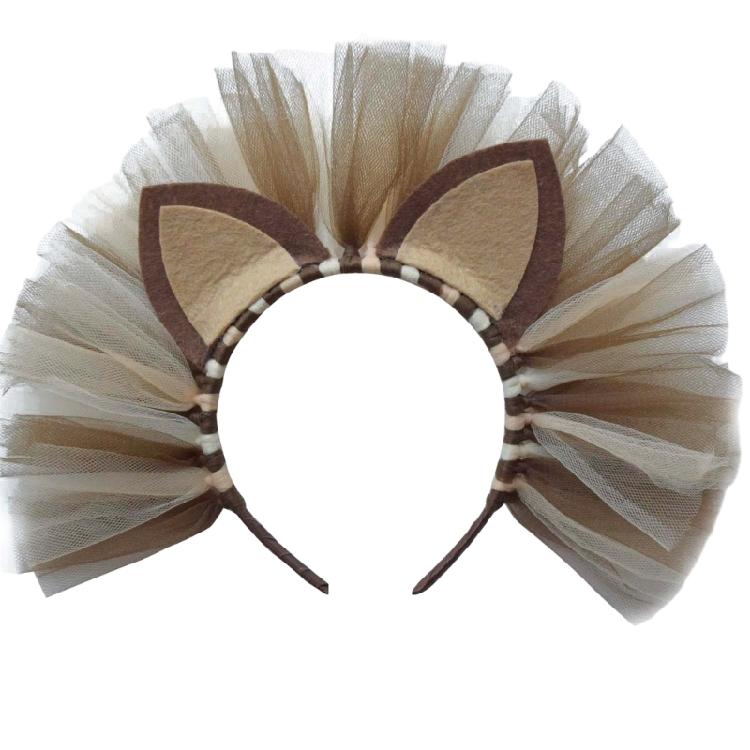 

Childrens Day Animal Cosplay Costume Halloween Lion Tulle Headband Kids Cosplay 1 коричневий