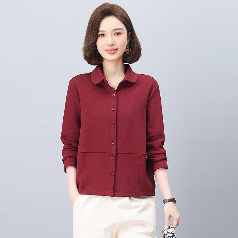 Plus Size Women's Slimming Casual Jacket – Spring 2025 Loose Fit, Long Sleeve Cardigan for Mother's Outfit