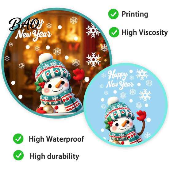 Waterproof PVC Decorations for Home Christmas Window Stickers, Static Decals with Santa Claus Reindeer Snowman Glass Doors Patterns, Festive
