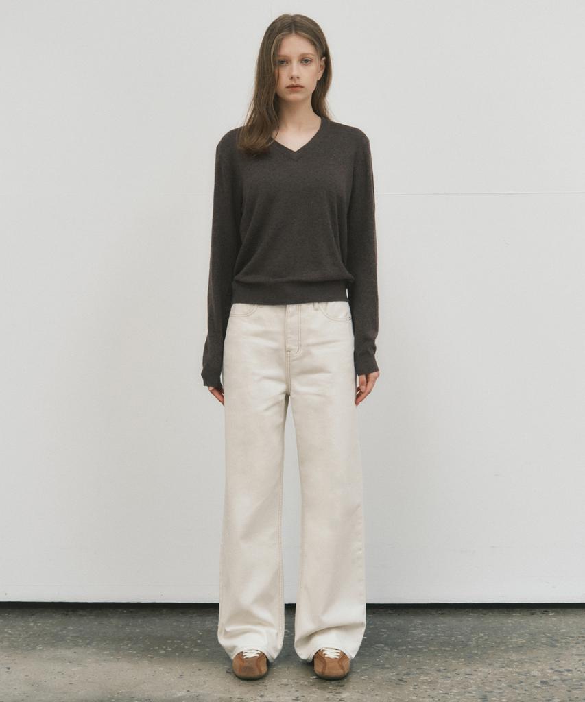 Wednesday Oasis For Woman Loewe Angora Blend V-Neck Knit_Brown(Wc25-Kn44)