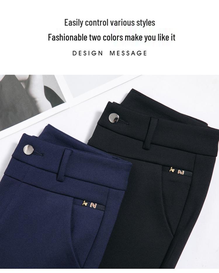 2023 Winter Women's High-Waist Fleece-Lined Straight-Leg Pants - Warm, Elastic, Casual Wear for Moms.