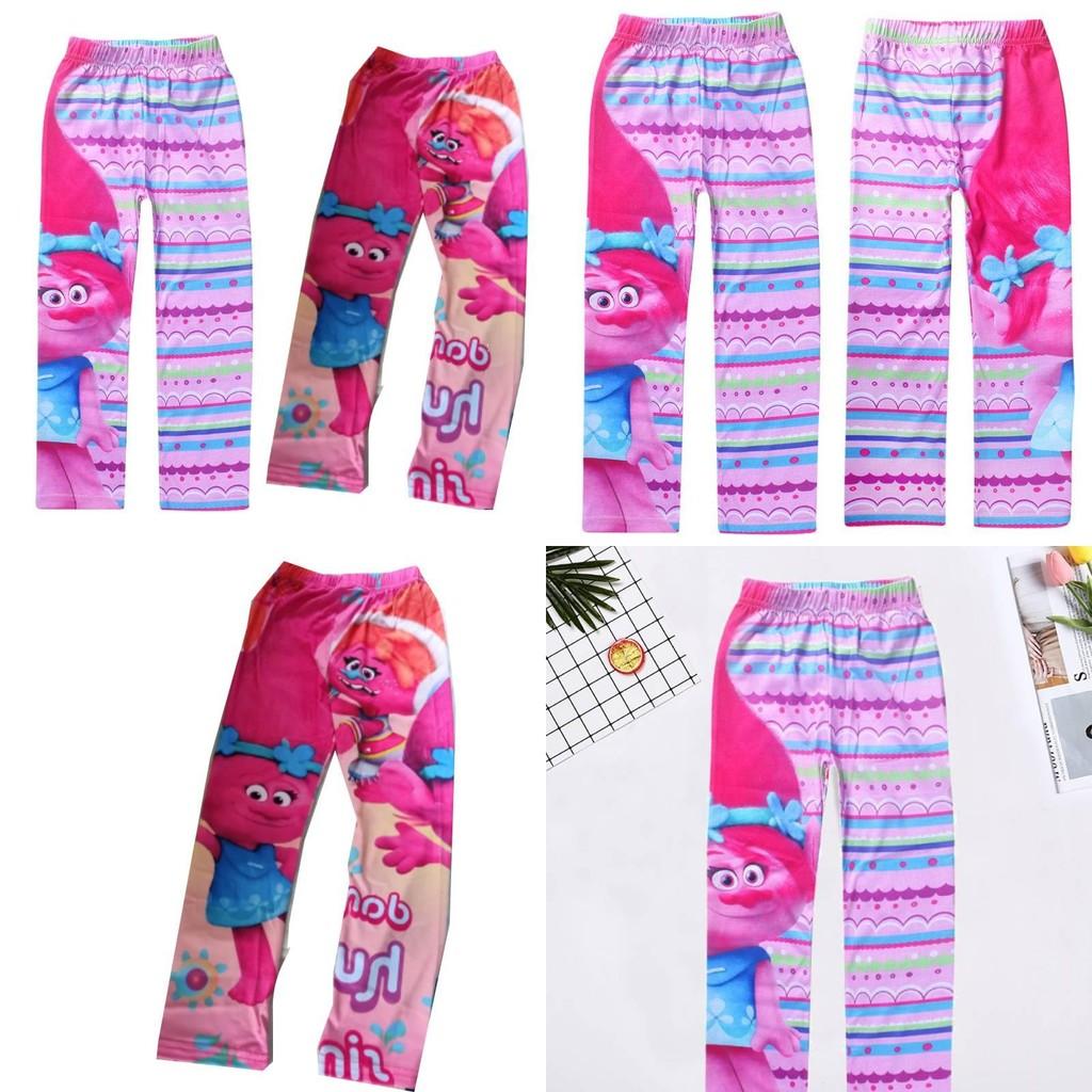 Trolls Girls Cartoon Print Long Pants With Polyester Fabric For Daily Playwear