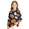 Girls School Uniform Long Sleeve Top with Halloween Print