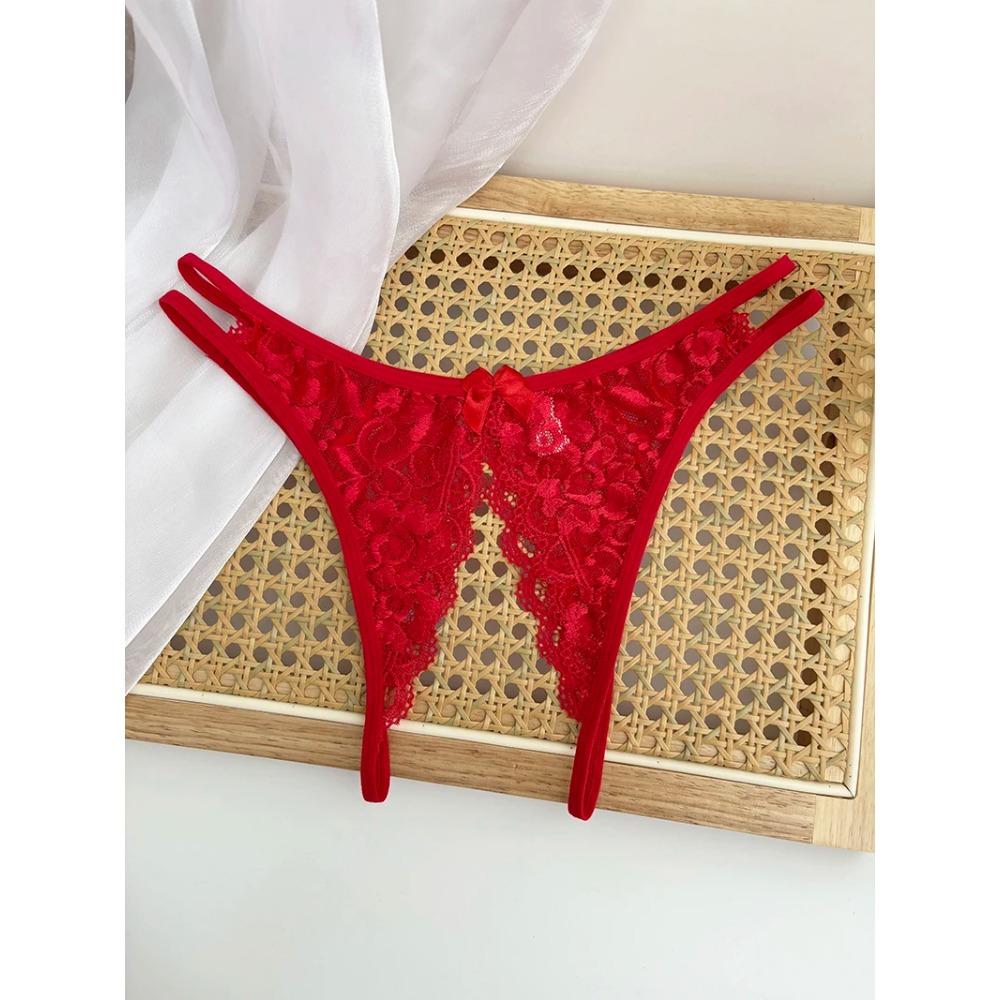 Custom Name Crystal Letter Briefs Sexy Lace Crotchless Knickers Hollow Waist Panties Open Gear Underpants Girlfriend Wife Gift