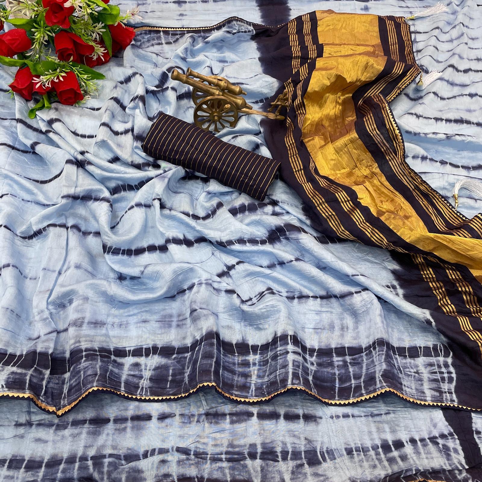 

стильная одежда для вечеринок Сари из мягкого хлопка, несшитая блузка