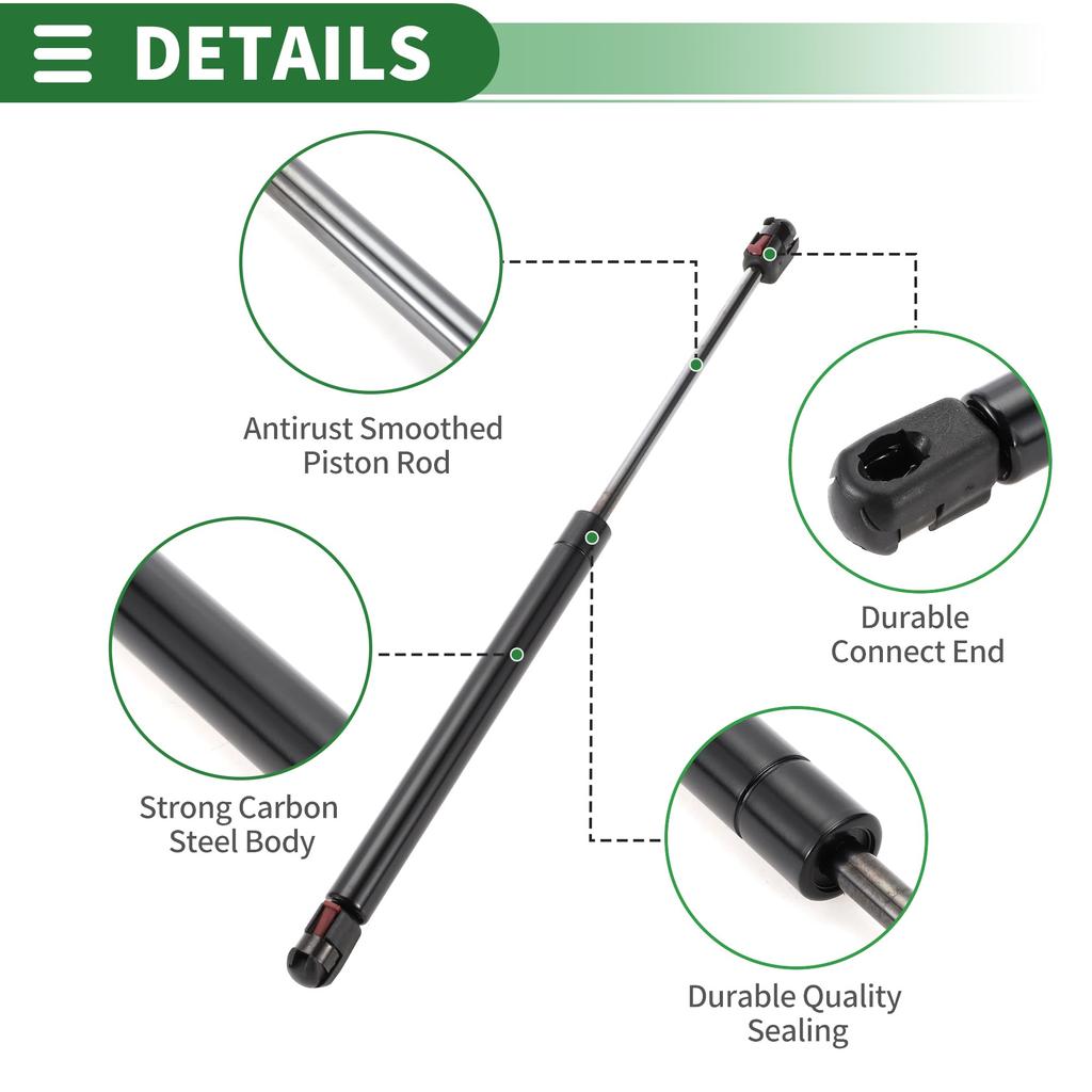 Motoforti Universal Lift Support Strut Shocks 15"/380mm 70lb/310N/31kg Black, Set of 2