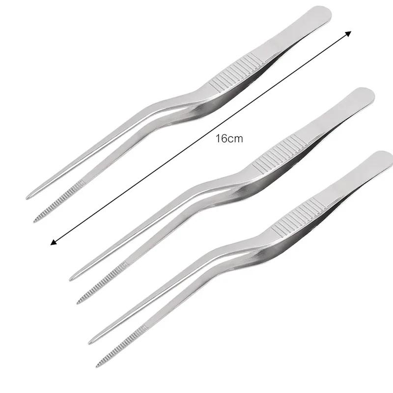 1pcs Stainless Steel Kitchen Barbecue Tweezers, Food Clip Portable Picnic Cooking Tool, Bar Kitchen Specific Clip
