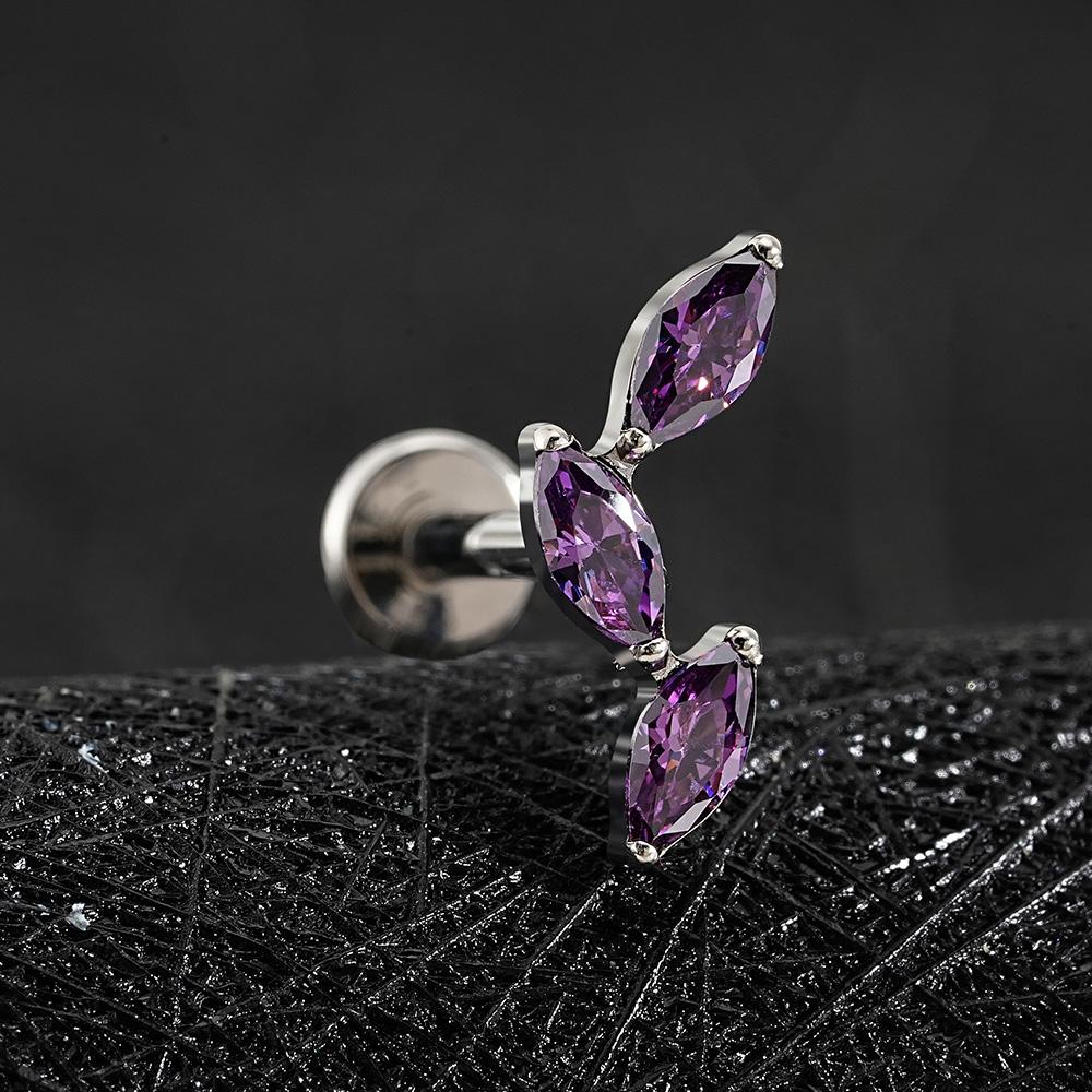Rechter Grand ASTM F136 Titan Dreifach Marquise Labret Stud 16G CZ Cluster Climber Knorpelohrring Tragus Helix Ohrpiercing
