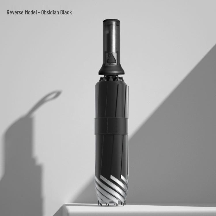 10-Rib Automatic Black Dual-Use Umbrella for Sun and Rain