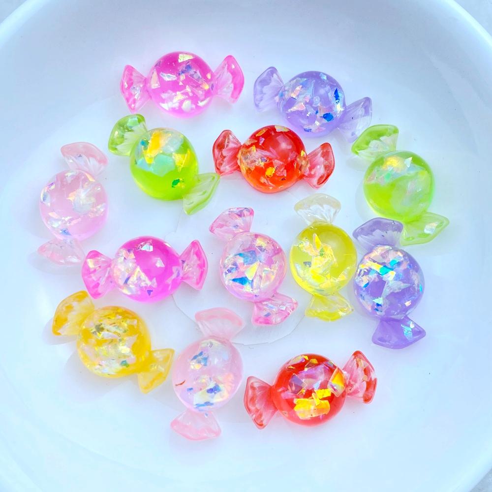 20Pcs New Cute Mini 11*21mm Cartoon Shiny Candy Flat Back Resin Cabochons DIY Jewelry Craft Decoration Accessorie