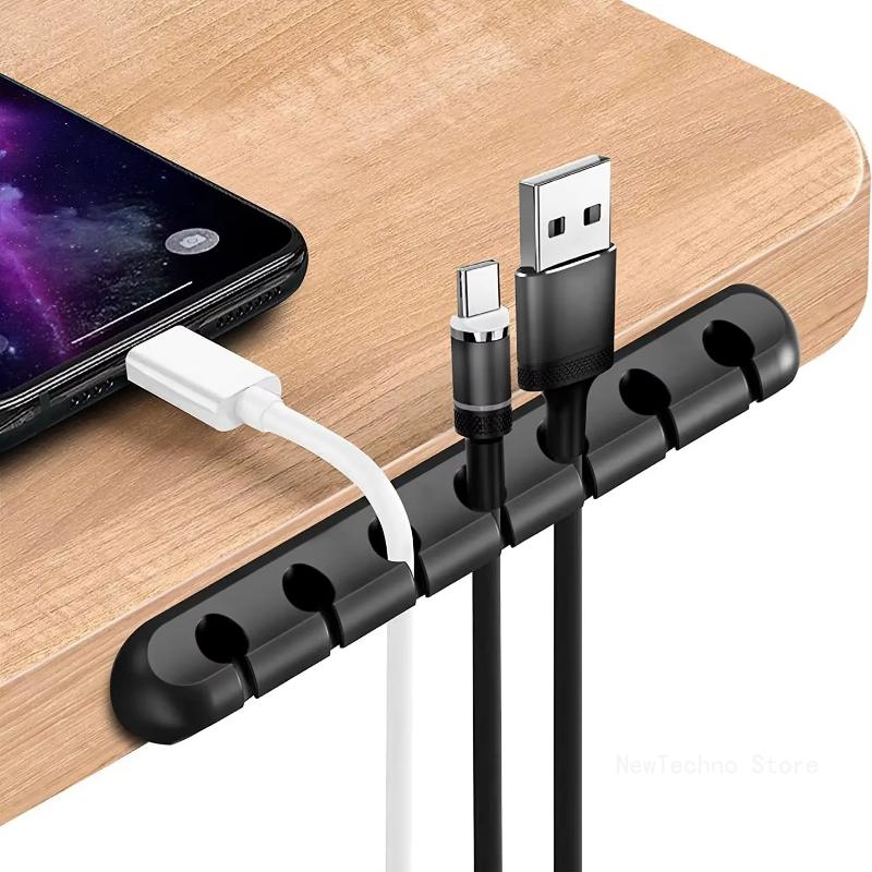 Organiseur de câbles en silicone, enrouleur de câbles USB, organiseur de bureau, clips de rangement, support de câbles pour souris, casque, fil