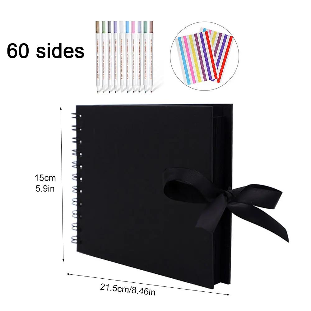 ZK20 80 Schwarze Seiten Erinnerungsbücher DIY Bastel Fotoalben Scrapbook Einband Kraft Album für Hochzeitsjubiläumsgeschenke Erinnerungsbücher