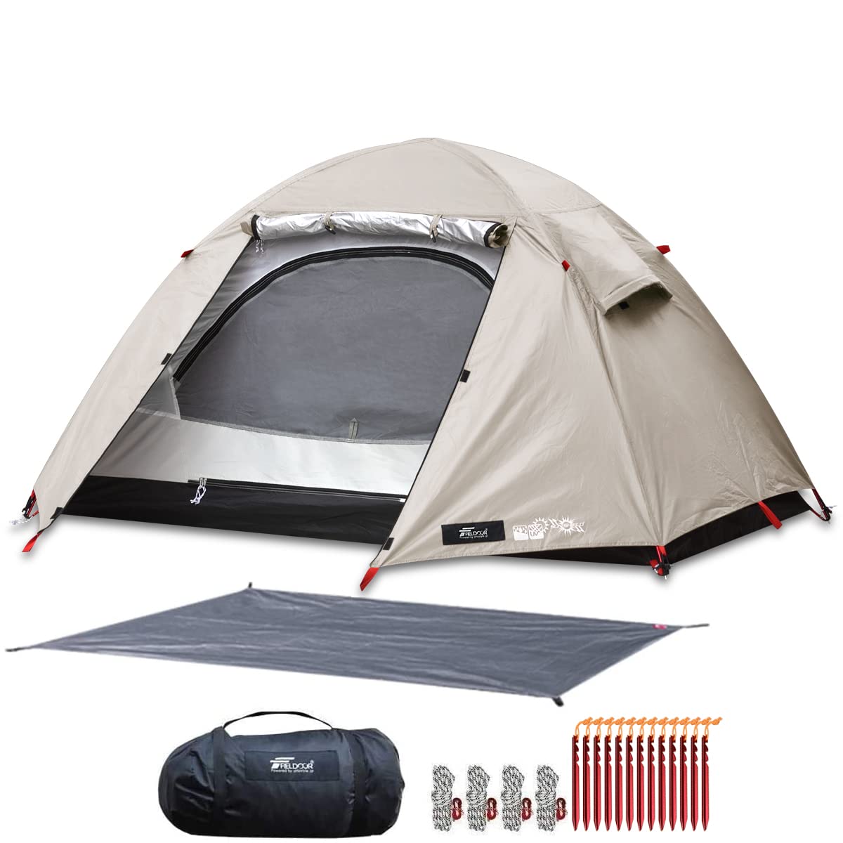 

Палатка для кемпинга FIELDOOR с навесом для мух, купол для кемпинга Field Camp Dome 100, напольный тент с веревкой для колышков, сумка для переноски на 1 человека, одноместная, подвесная, защита от ультрафиолета, вода