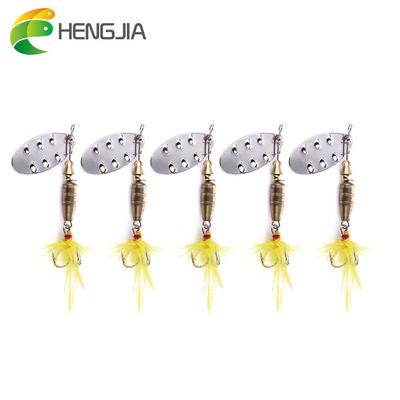 5pz HENGJIA 0,26oz/2,6'' Cucchiaino rotante da pesca Metallo Esche Luccio Spigola Trota Esca Attrezzatura da pesca Amo