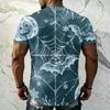 Men's Halloween Vintage Short Sleeve T Shirt Loose Fit Breathable Summer Sports Streetwear Casual Everyday Top with Spider Web Bat Moon Print