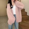 Knitted cardigan women's spring and autumn new lazy wind loose V-neck solid color soft waxy versatile sweater jacket