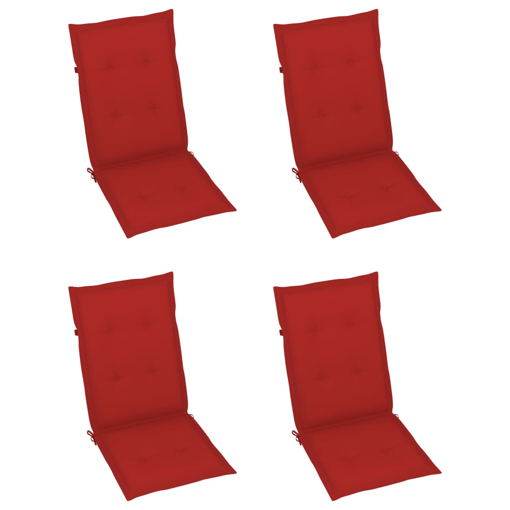 vidaXL 4er-Set verstellbare Klappstühle mit Kissen aus massivem Akazienholz
