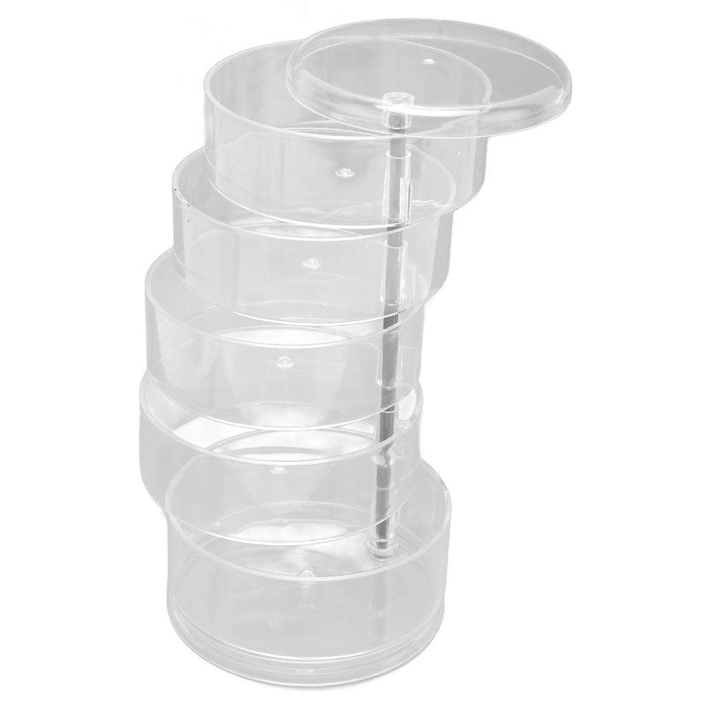 Rotatable Jewelry Box 5 Layer Transparent 360 Degree Rotation Space Saving Earring Jewelry Storage
