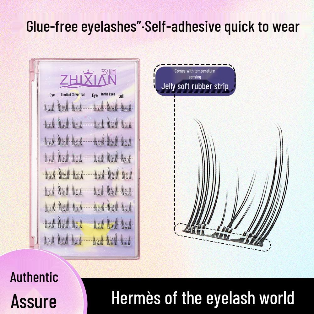 Zhixian No-Glue Self-Adhesive Cat Elf False Eyelashes - Super Soft Single Cluster LL001