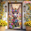 Easter Cartoon Calf Floral Door Banner - Spring Party Decoration