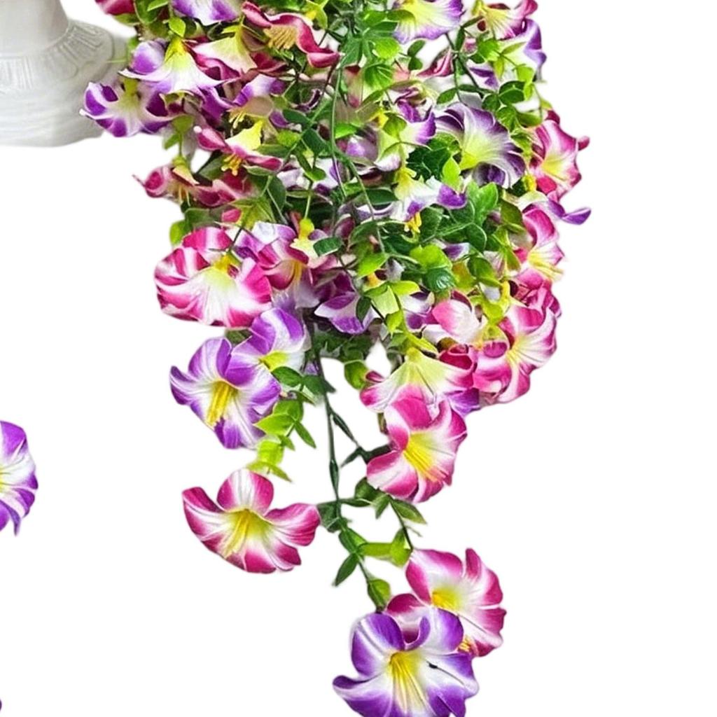 Artificial Morning Glory Flowers Realistic Silk Eucalyptus Leaves Wall Decoration Fake Morning Glory Flower Ornaments for Garden