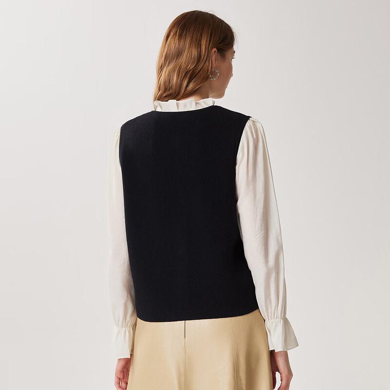Women's 100% Wool Embroidered Sleeveless Knitted Vest
