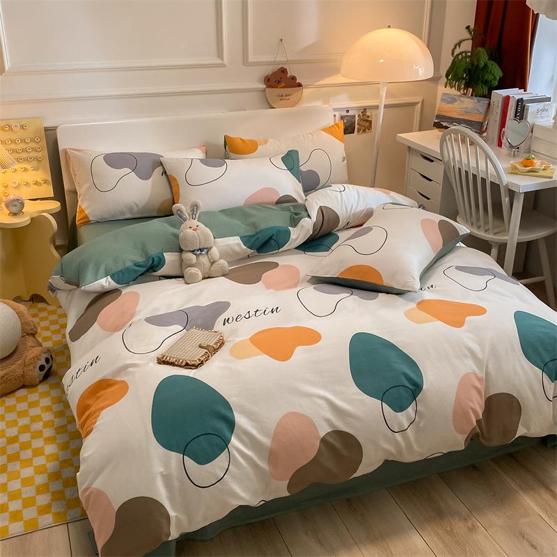 Bedding Four-piece Set, Cotton Pure Cotton Floral Quilt Cover, Bed Sheet Dormitory Three-piece Set
