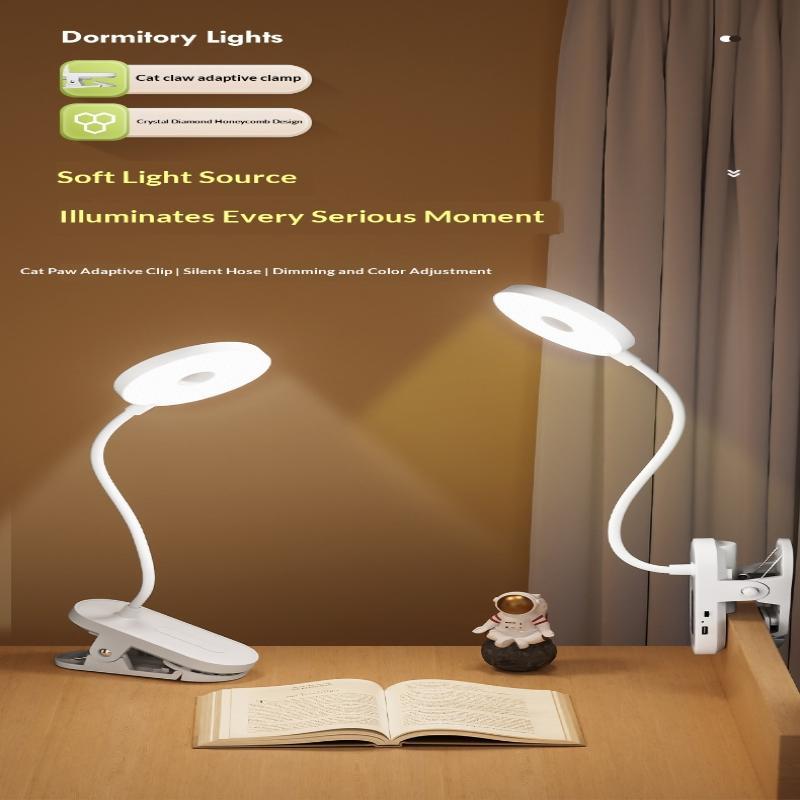 Rechargeable Clip On Led Desk Lamp Flexible Gooseneck Eye Caring Flicker Free For Study Home Office Dorm Reading Work
