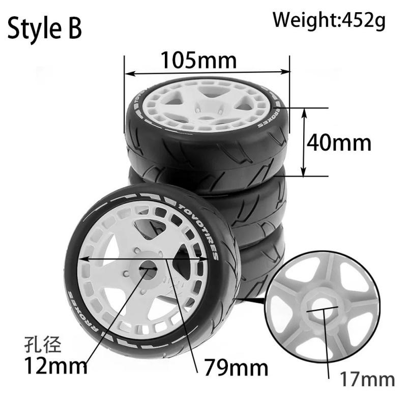 4PCS RC On-Road Tires Wheels 17mm Hex for 1/8 Arrma Limitless Infraction Felony ZD Racing HongNor Upgrade Parts