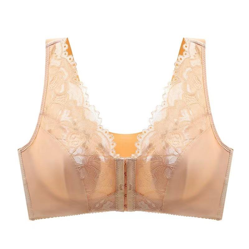 Women's Plus Size Underwear Sexy Push Up Bras Wireless Front Closure Brassiere Deep V Lace Bra Tops Thin Cup Sexy Lingerie