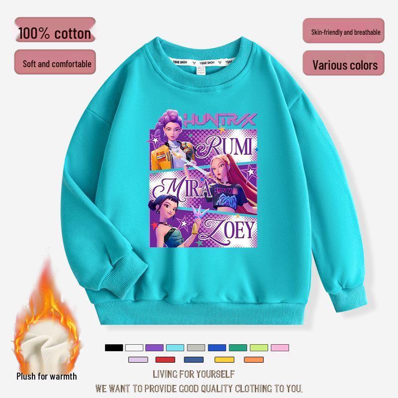 K-pop Monster Hunter Witch Girls' Hoodie - Stylish Autumn/Spring Round Neck Casual Top for Children