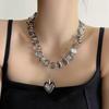 Waterdrop Crystal Beaded Necklace For Women Handmade Heart Pendant Double Layer Jewelry