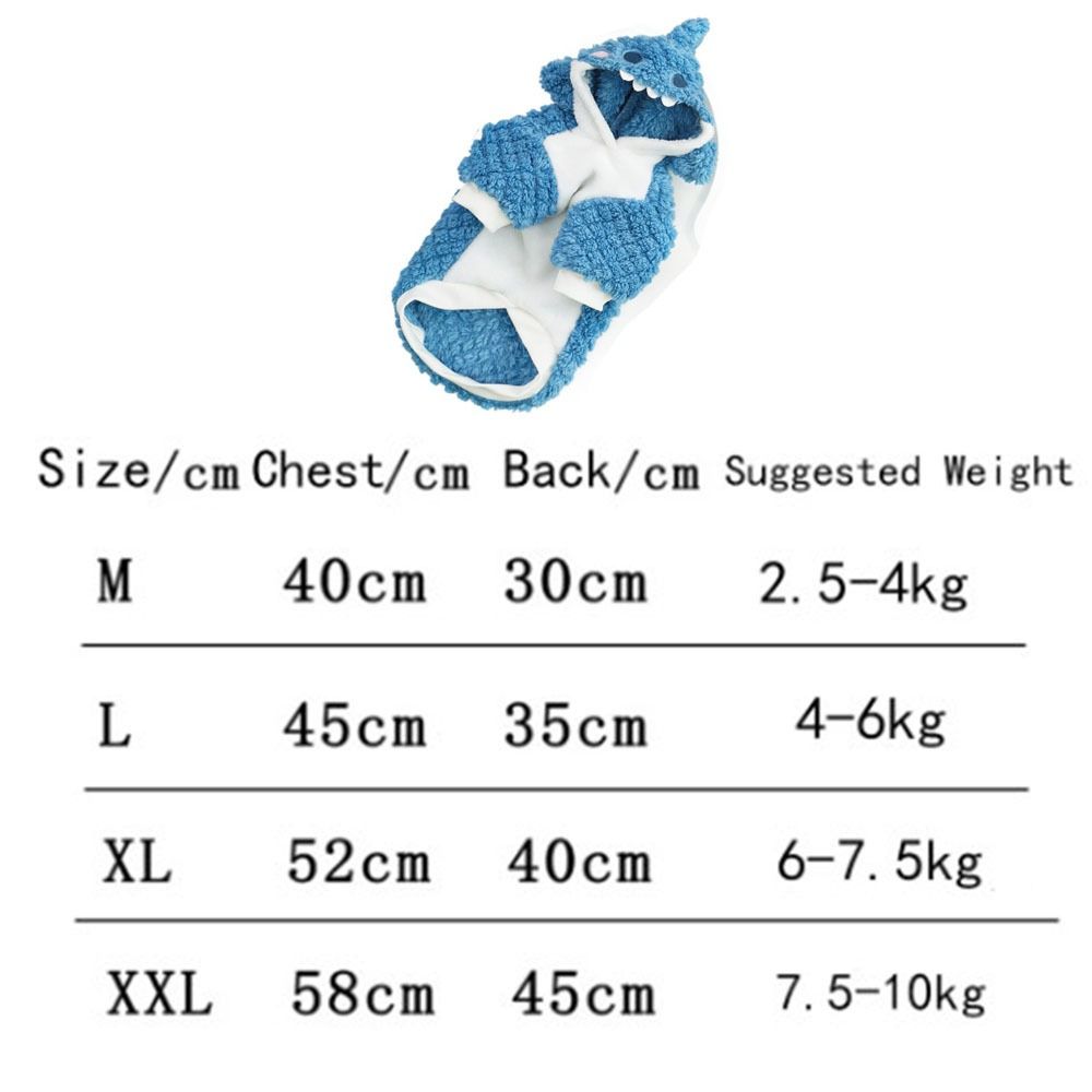 Warm Shark Dog Clothes Plush Dogs Coat Clothing Sweater Pet Cosplay Hoodie  for Autumn and Winter