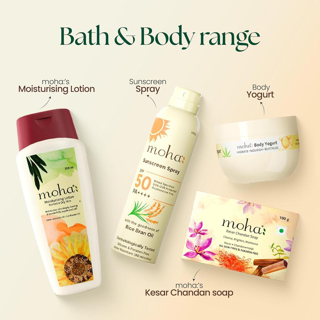 Moha Kesar Chandan Soap Bars 100 g X  Pack Of 3 For Daily Bathing Glow, Gentle Cleansing And Deep Moisturizing Care