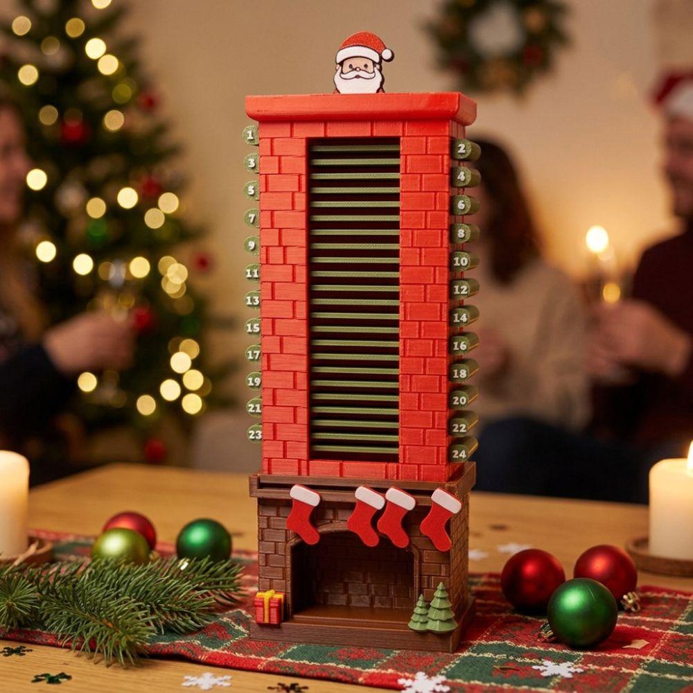 Plastic Christmas Advent Calendar Fireplace Base 24 Day Xmas Countdown Kids Gift