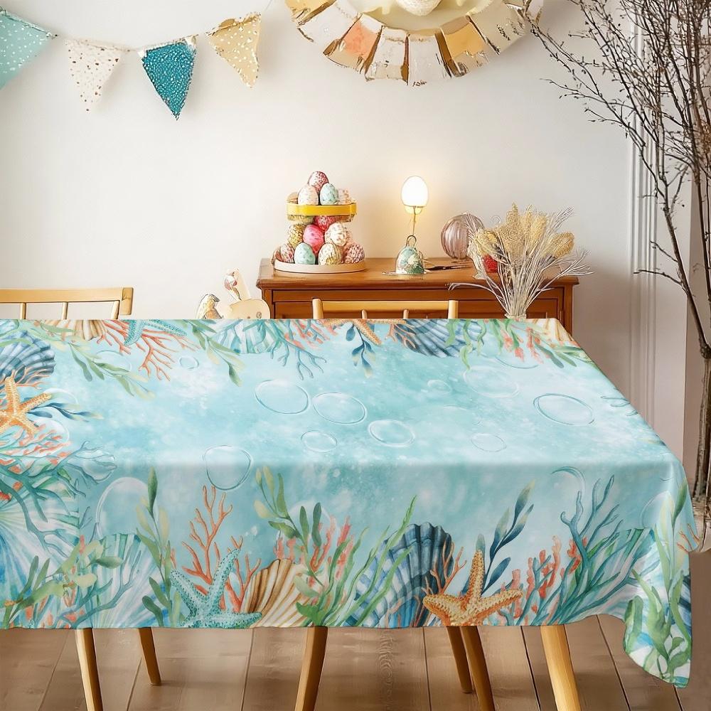 Underwater Ocean Theme Rectangle Table Cloth for Table Decor Holiday Waterproof Reusable Tablecloth for Tables Kitchen Dining