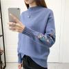 Embroidered Knit Sweater Women's Autumn and Winter Half-high Collar Pullover Embroidered Loose Thick Sweater Bottoming Shirt