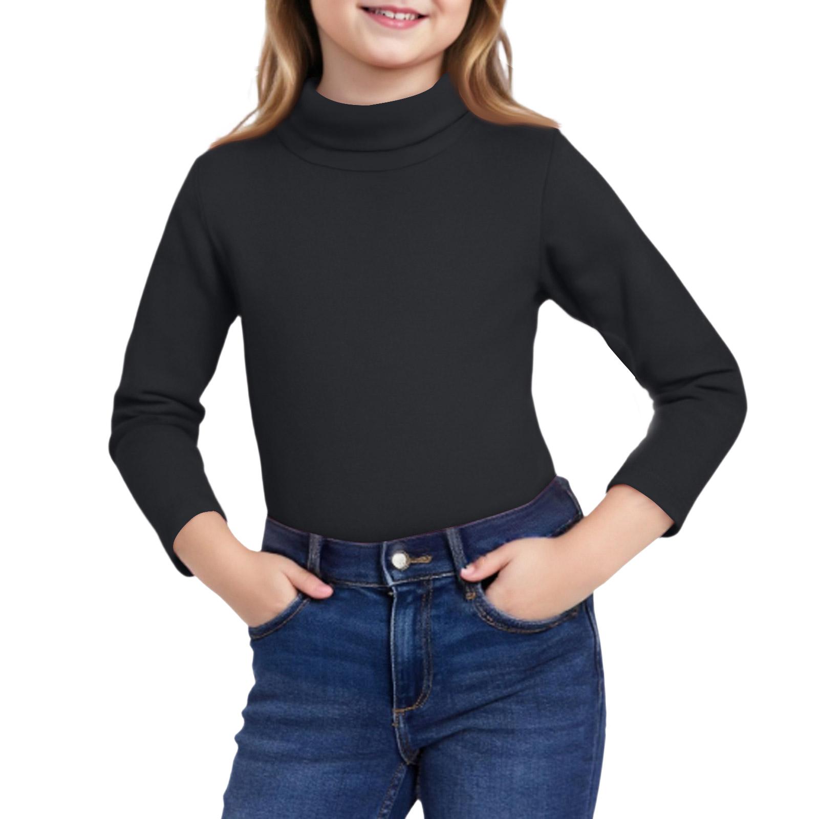 

Girls Cute Tops Spring High Neck Solid Long Sleeve Round Neck Top Party Birthday School Sweaters 110