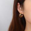 18K Gold Plated Stainless Steel Twisted Pattern Three-Strand Line Earrings - Trendy High-End Women's Fashion