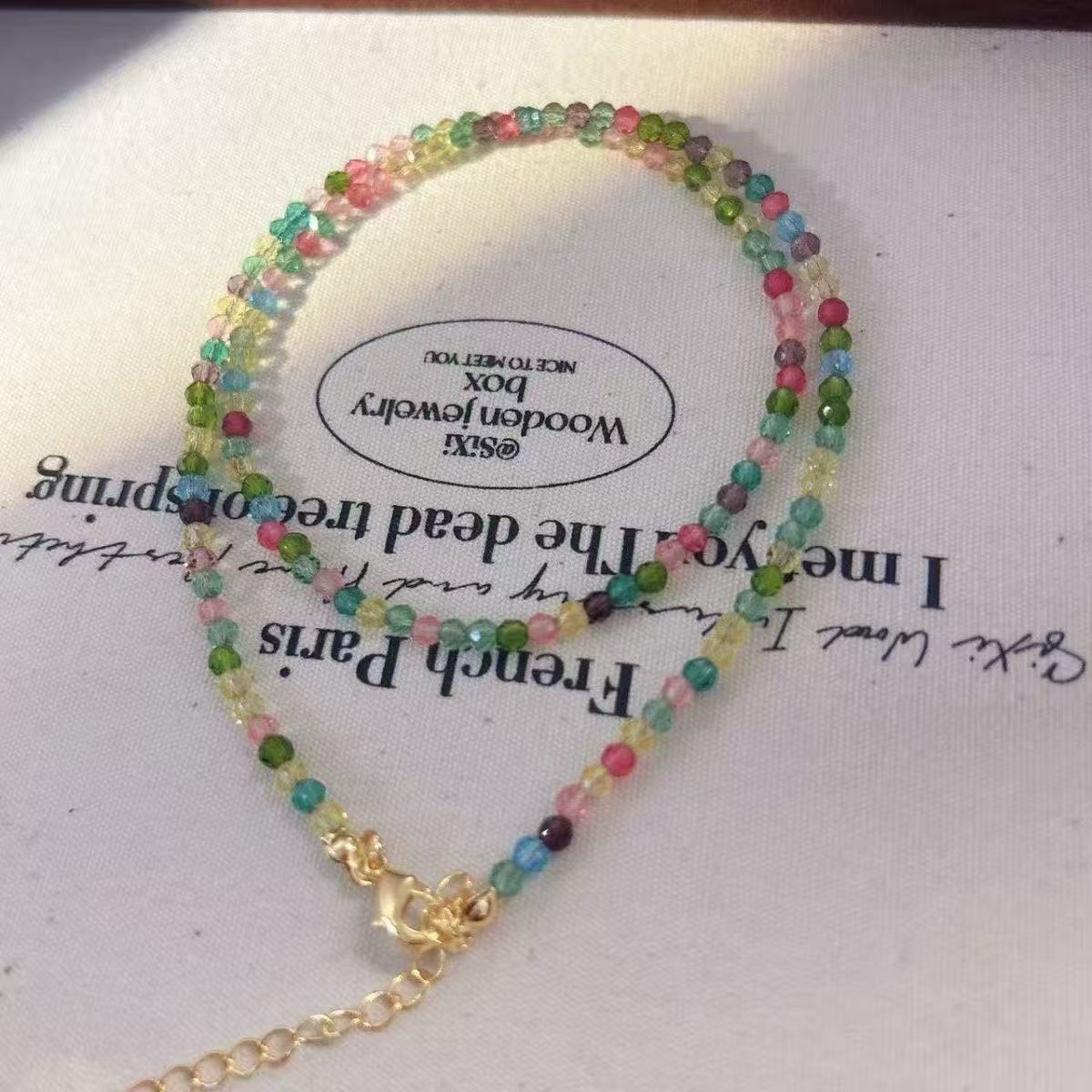 Natural Baroque Freshwater Pearl Black Tip Clavicle Chain Bracelet Rainbow Tourmaline Mini Pearl Shaped Pearl natural baroque pearls