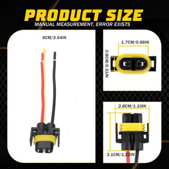 Wire Pigtail Female S H11 Two Harness Head Light Low Beam Socket Connector Plug